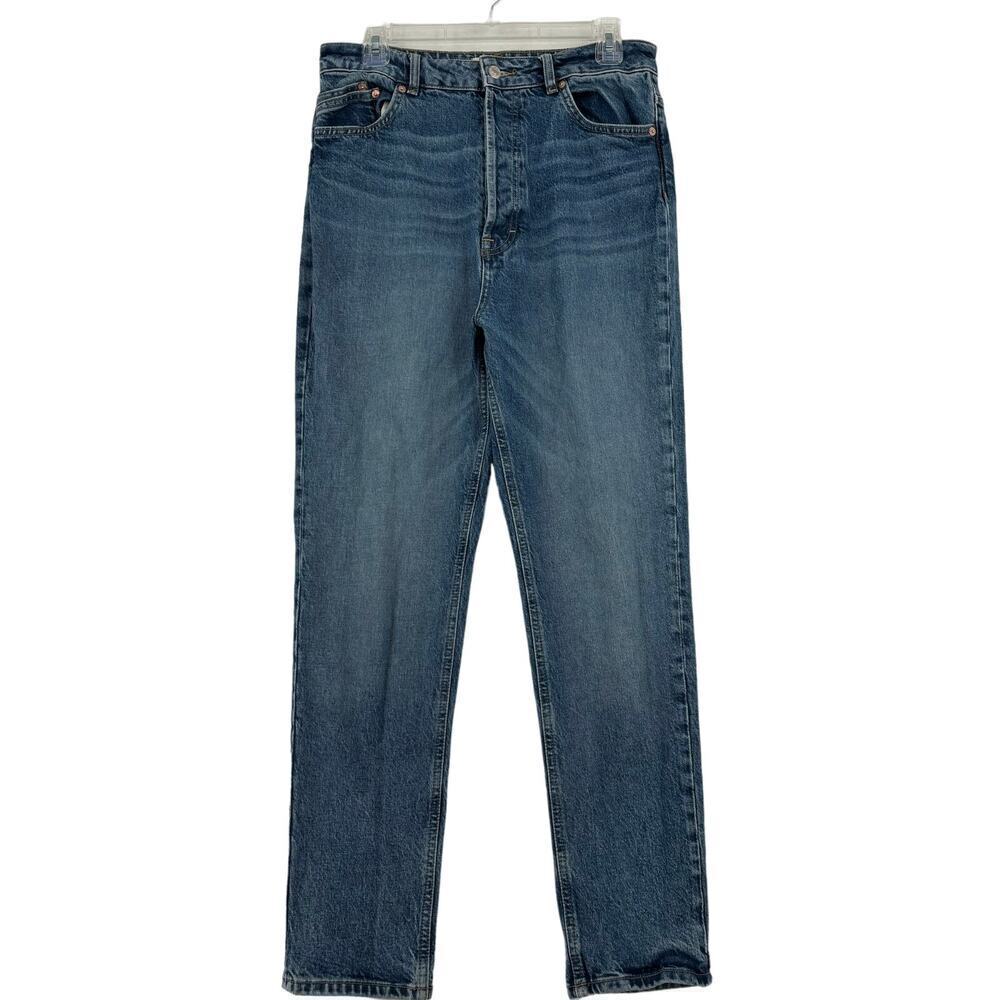 We the Free People High Rise Button Fly Mom Jeans Size 31‎ Skinny Stretch Denim